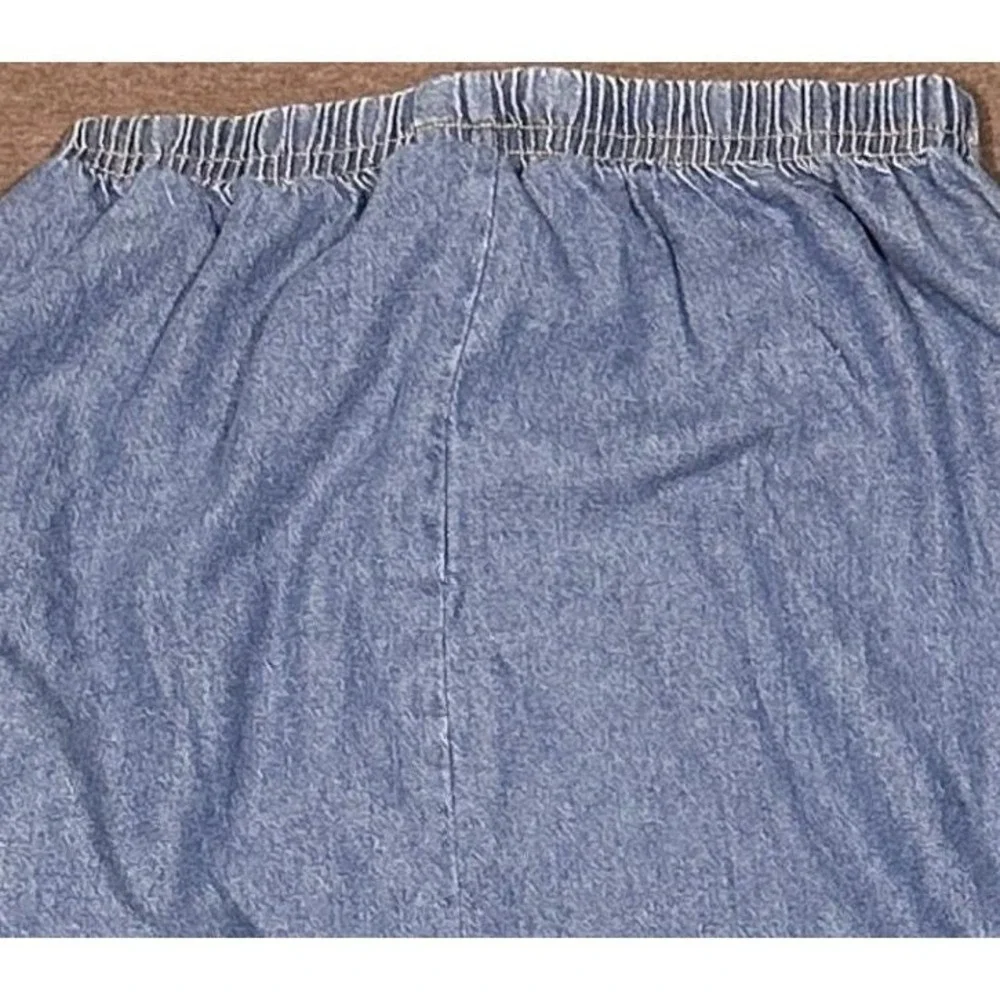 1990s Better Than Basic Denim Medium Maxi Skirt  Blue Modest Side Slit‎ Pockets